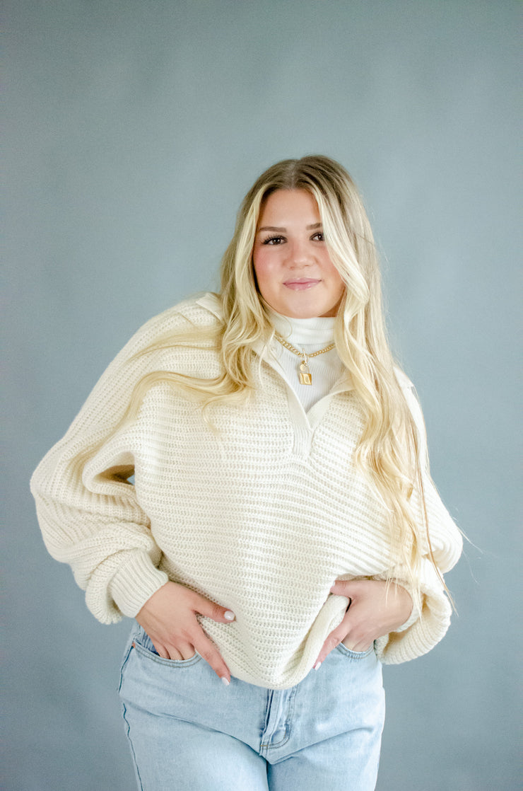 Kari Knit Collared Sweater Ivory