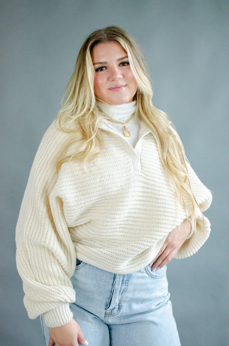 Kari Knit Collared Sweater Ivory