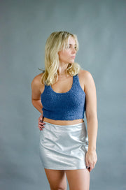 Luna Fuzzy Crop Tank Navy