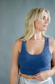 Luna Fuzzy Crop Tank Navy