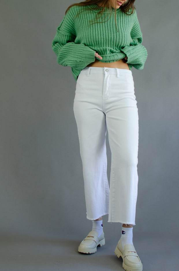 Jena Crop High Waist Jeans White