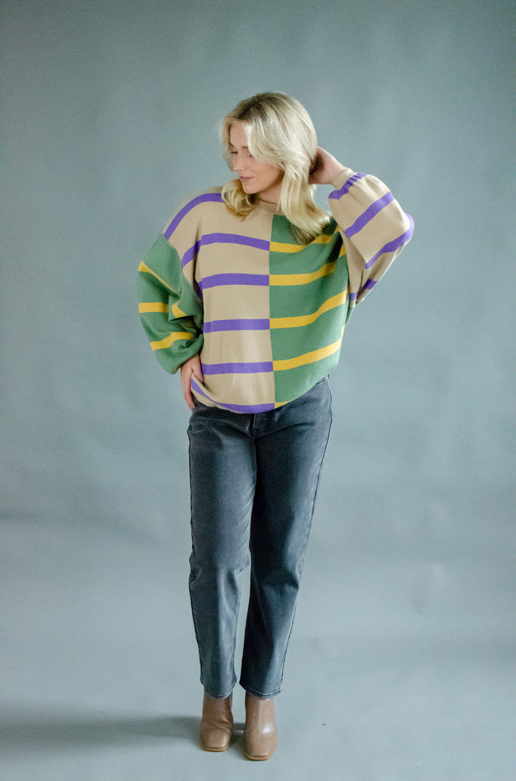 Tash Oversized Stripe Sweater Olive
