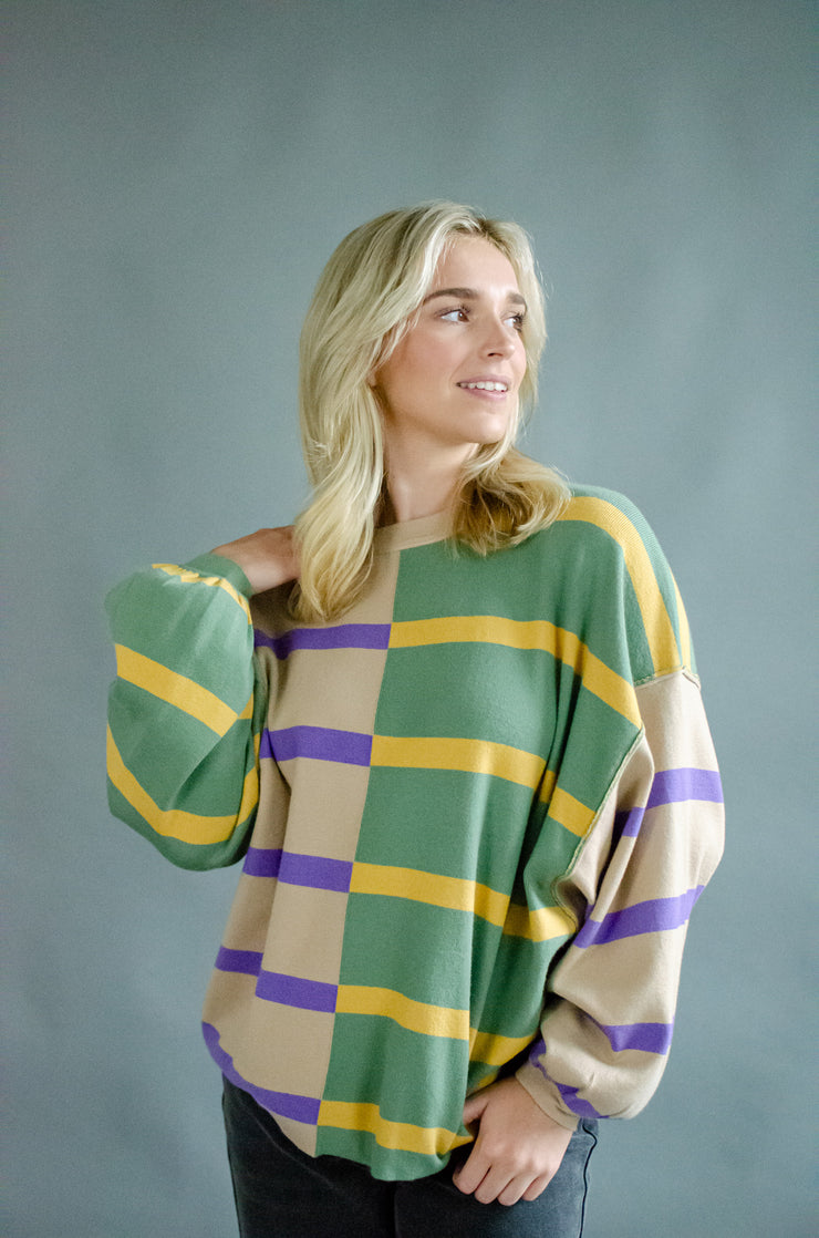 Tash Oversized Stripe Sweater Olive