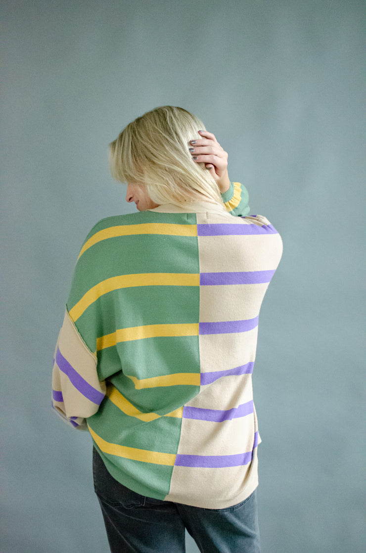 Tash Oversized Stripe Sweater Olive