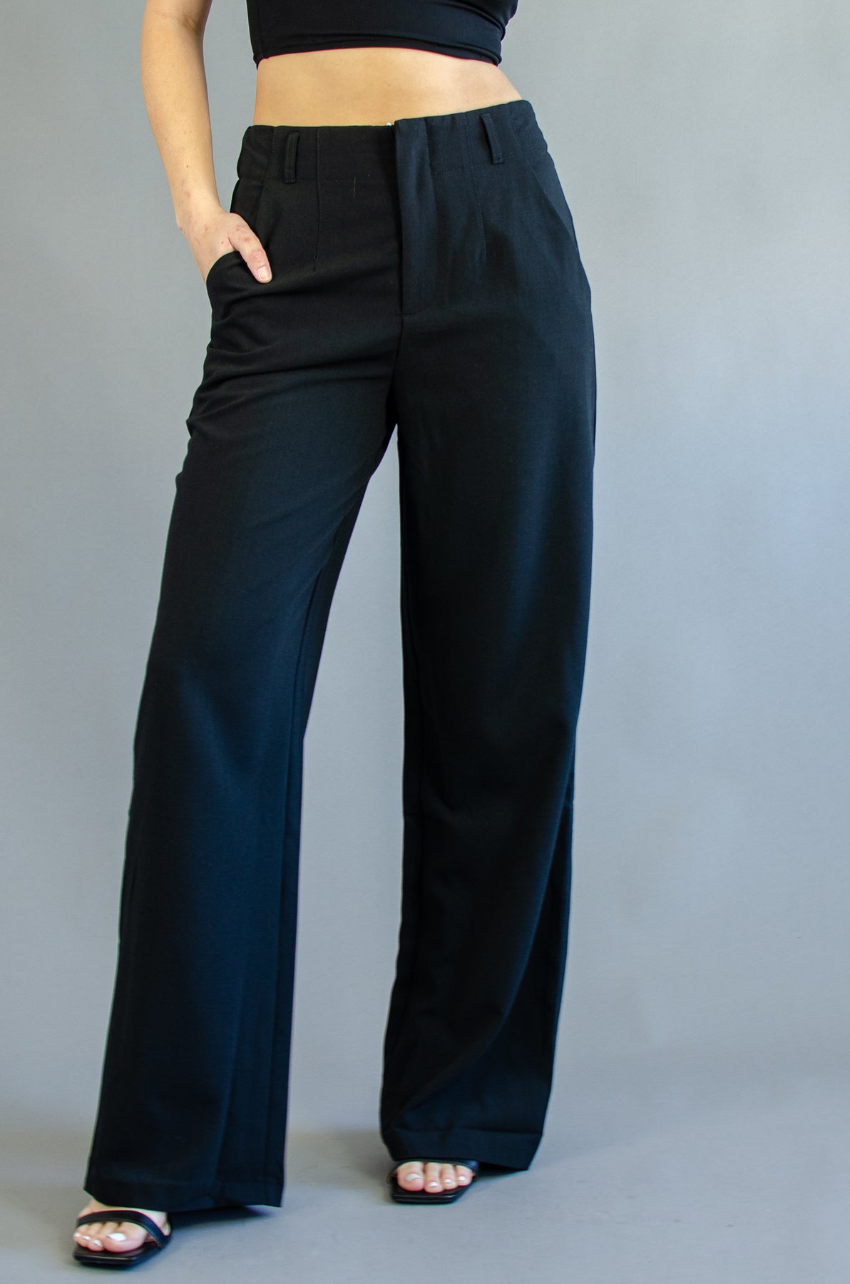 Hailee Satin Trousers - Black