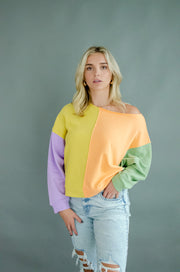 Missy Colorblock Sweater Orange