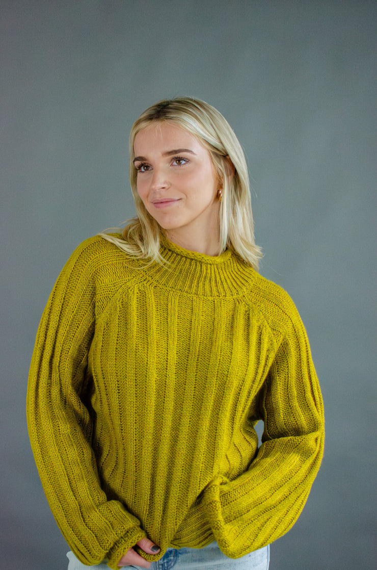 Coby Mock Neck Knit Sweater Mustard