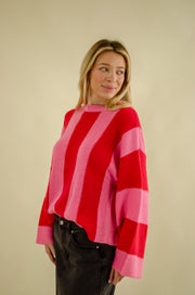 Love Bomb Striped Sweater Pink