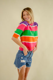 Arya Multicolor Stripe Knit Top