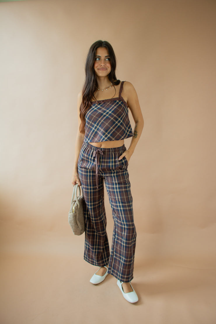 Cheryl Plaid Pants Brown