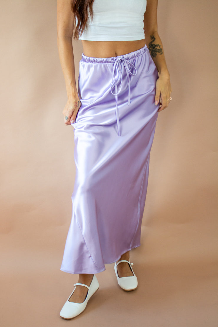 Zoey Satin Maxi Skirt Lavender