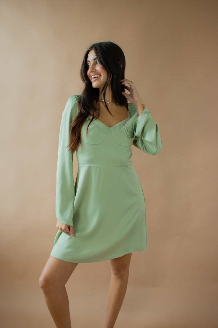 Ella Satin Dress Sage