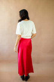 Bias Satin Skirt Red