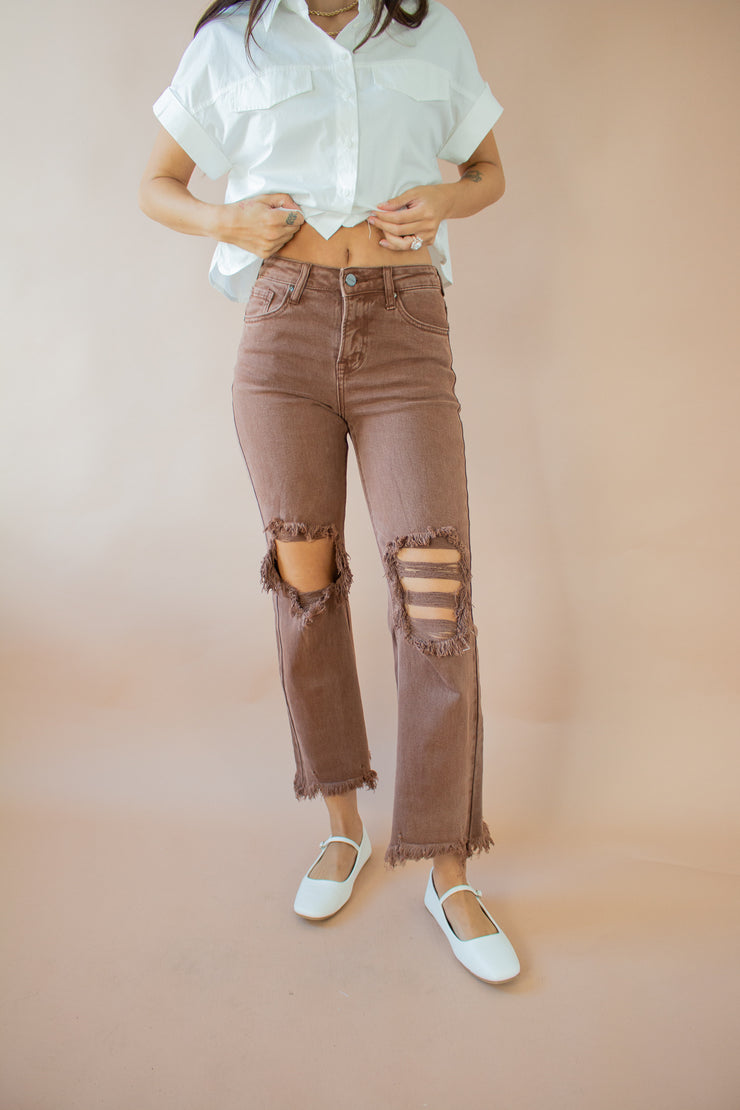 Rylee Distressed Jeans Mocha