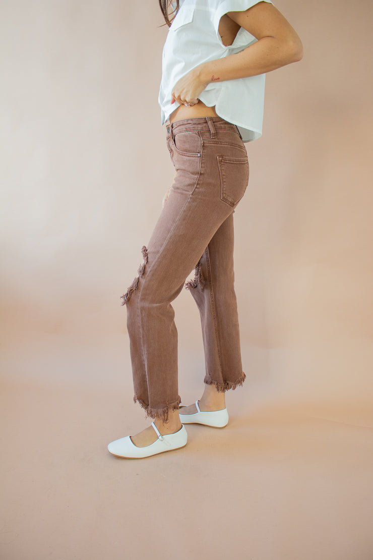 Rylee Distressed Jeans Mocha