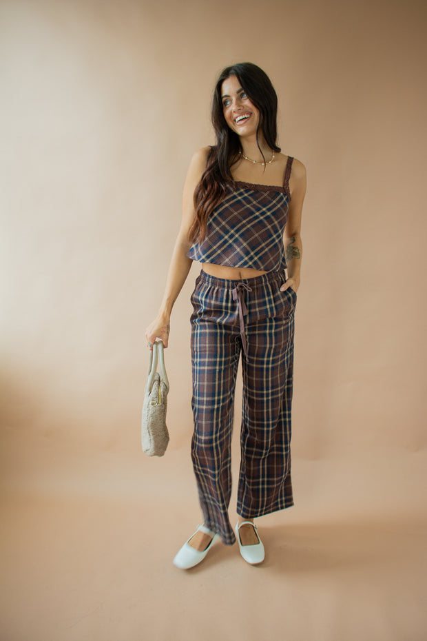 Cheryl Plaid Pants Brown