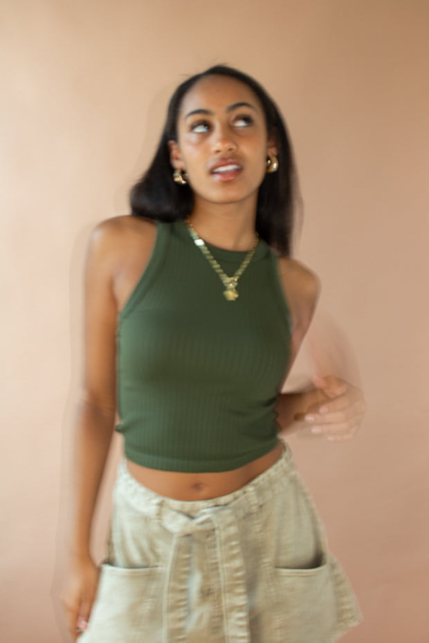 Trishia Racerback Tank Olive