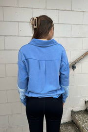 Nika Paisley Knit Pullover Blue