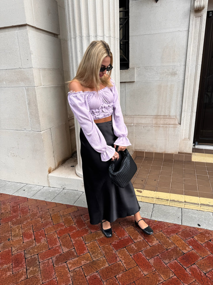 Stella Off Shoulder Smocked Top Lavender