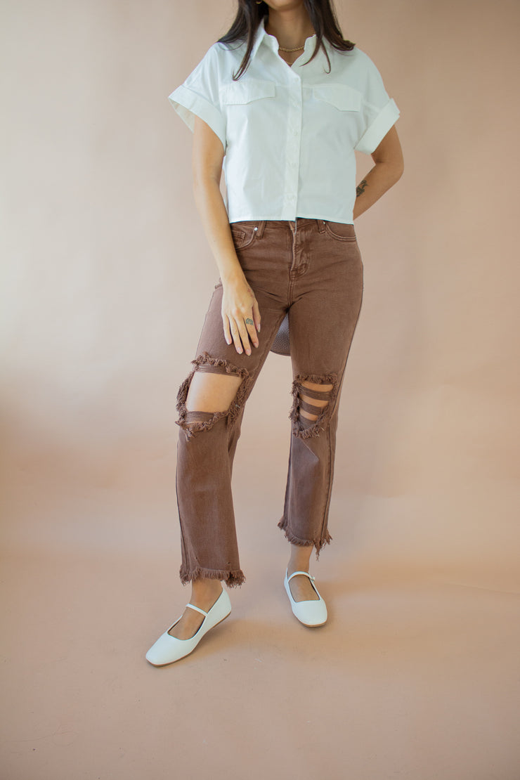 Rylee Distressed Jeans Mocha