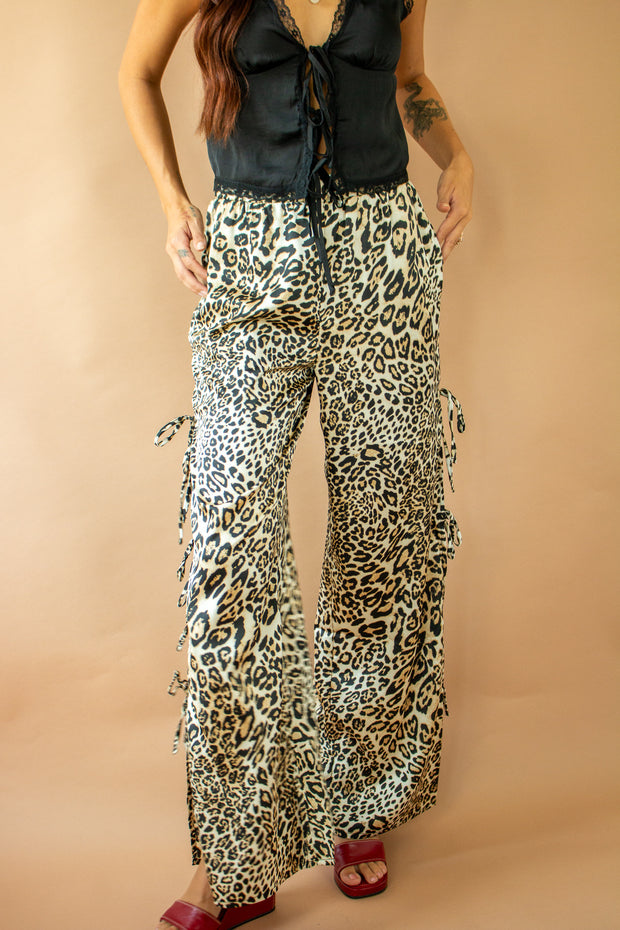 Leopard Open Side Tie Pants