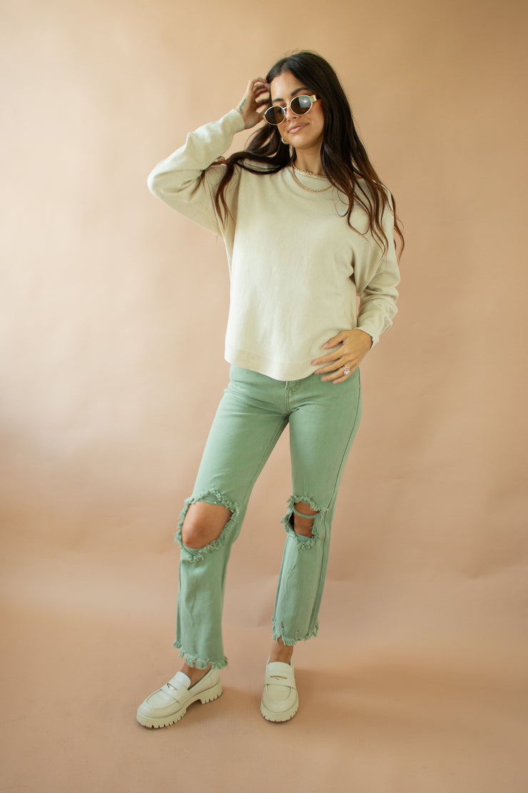 Rylee Distressed Jeans Olive