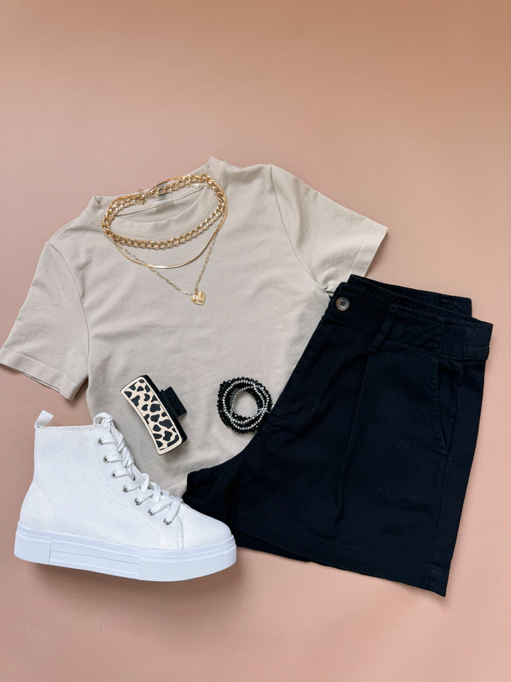 Nina Crew Basic Crop Top Sand