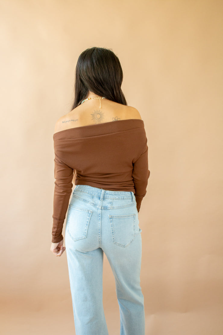 Tyana Off Shoulder Top Brown