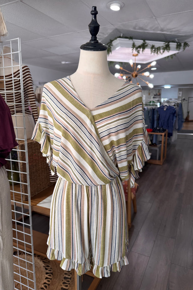 Sandy Stripes Ruffle Romper
