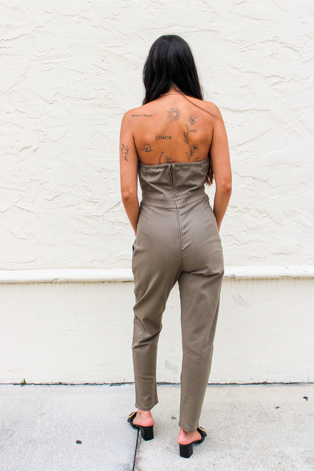 Brielle Denim Jumpsuit Olive