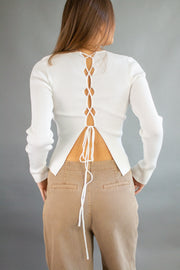 Lily Tie Back Sweater Top Ivory