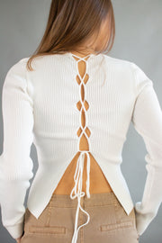 Lily Tie Back Sweater Top Ivory
