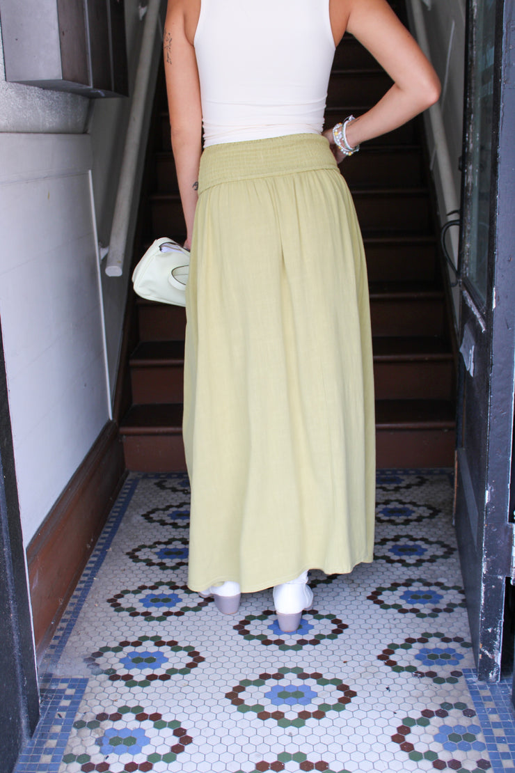 Calabasas High Waist Maxi Skirt Lime