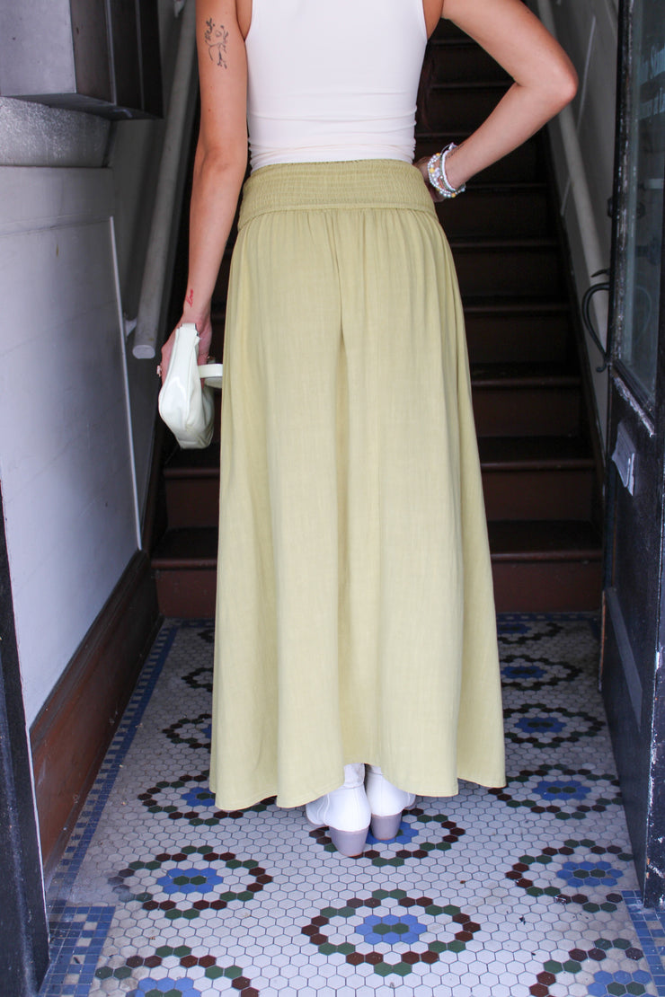 Calabasas High Waist Maxi Skirt Lime