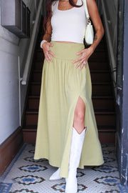 Calabasas High Waist Maxi Skirt Lime