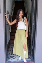 Calabasas High Waist Maxi Skirt Lime