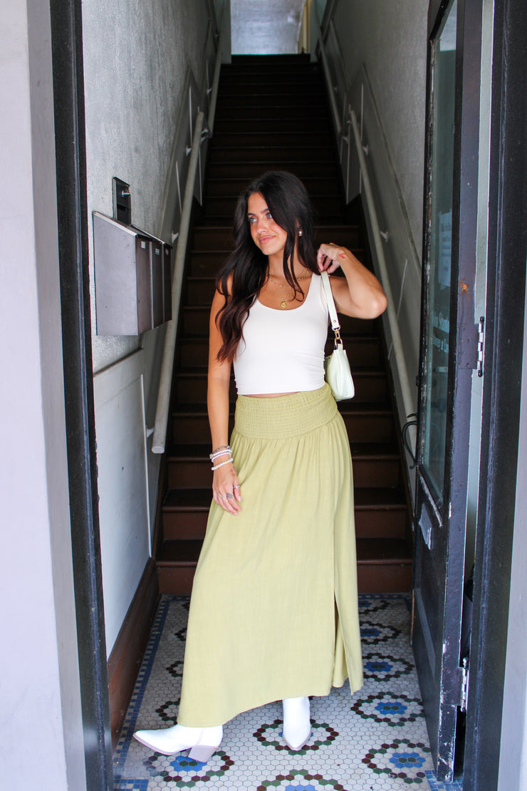 Calabasas High Waist Maxi Skirt Lime