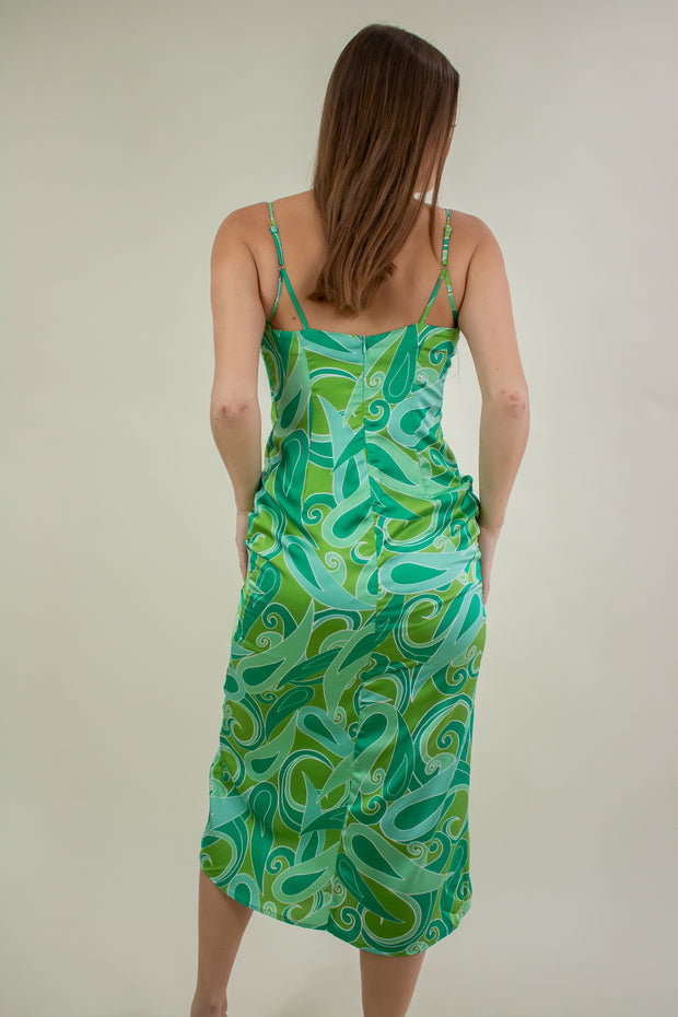 Gia Cowl Neck Midi Dress Green