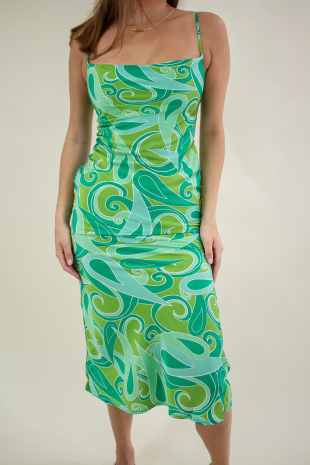 Gia Cowl Neck Midi Dress Green