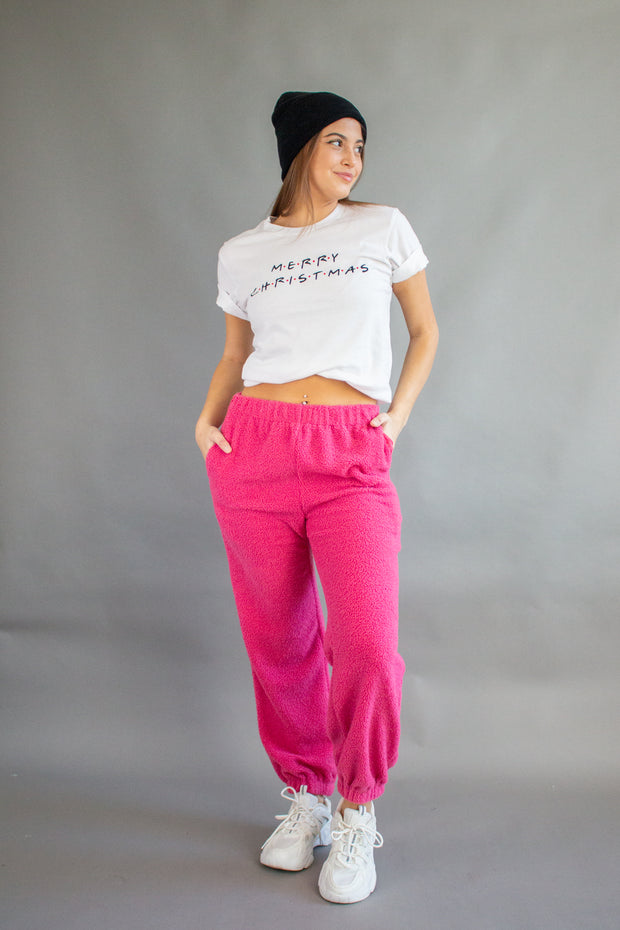 Marina Teddy Fleece Pants Pink