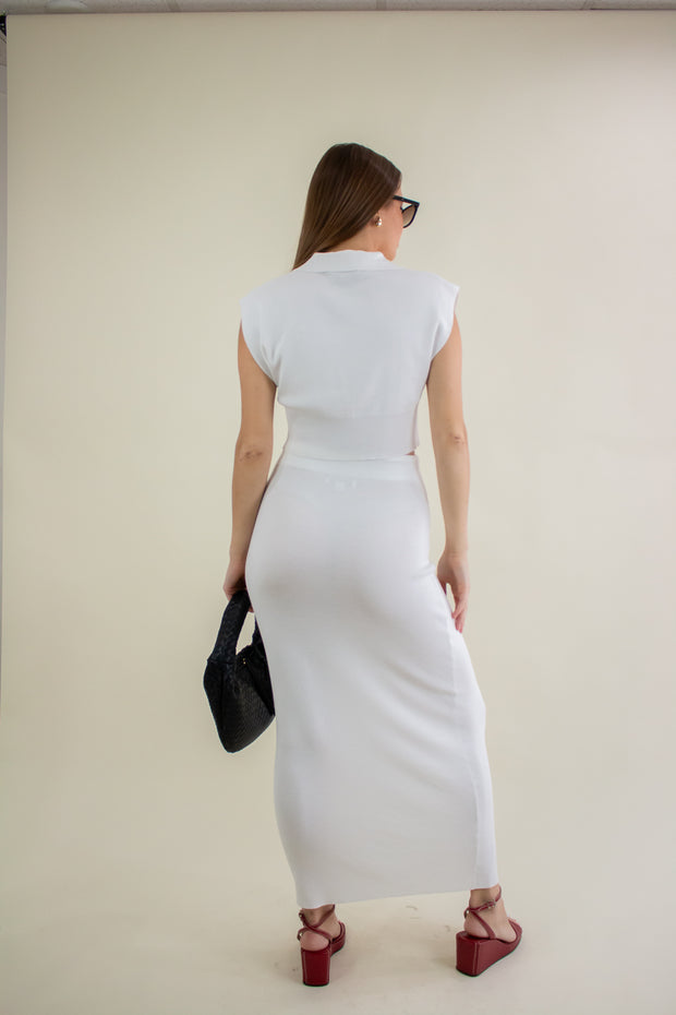 Kristene Knit Midi Skirt White