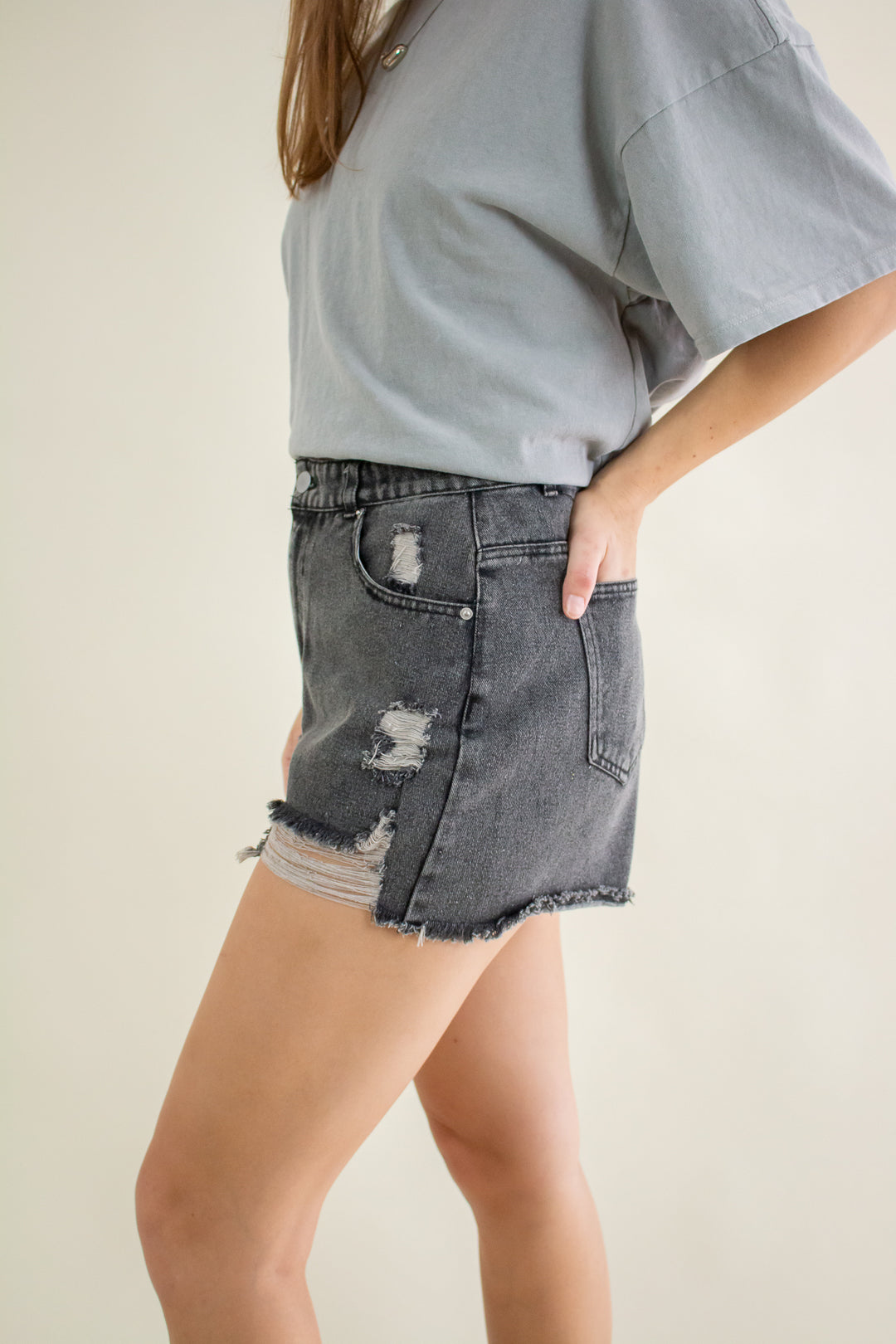 ショートパンツ ASCLO Belt & Key Ring Denim Half Pants (2color) ASCLO Belt & Key Ring Denim Half Pants (2color) (ASCLO