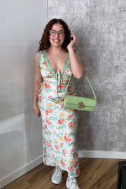 Tiffany Floral Satin Maxi Dress Sage