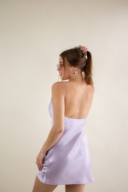 Eliza Open Back Satin Dress Lavender