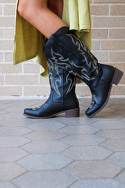 Darla Western Stitched Boots Black