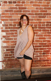 Augustine Ruffle Tank Top Taupe