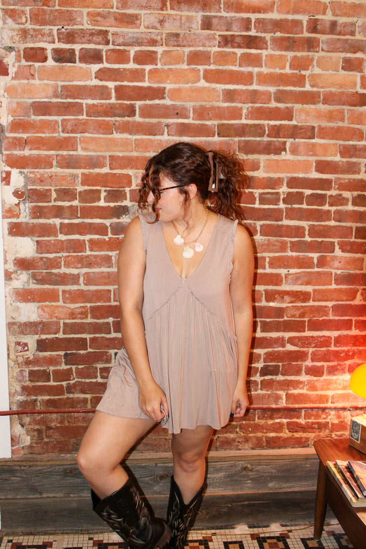 Augustine Ruffle Tank Top Taupe