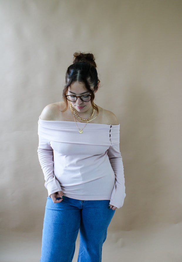 Sunday Off Shoulder Top Mauve