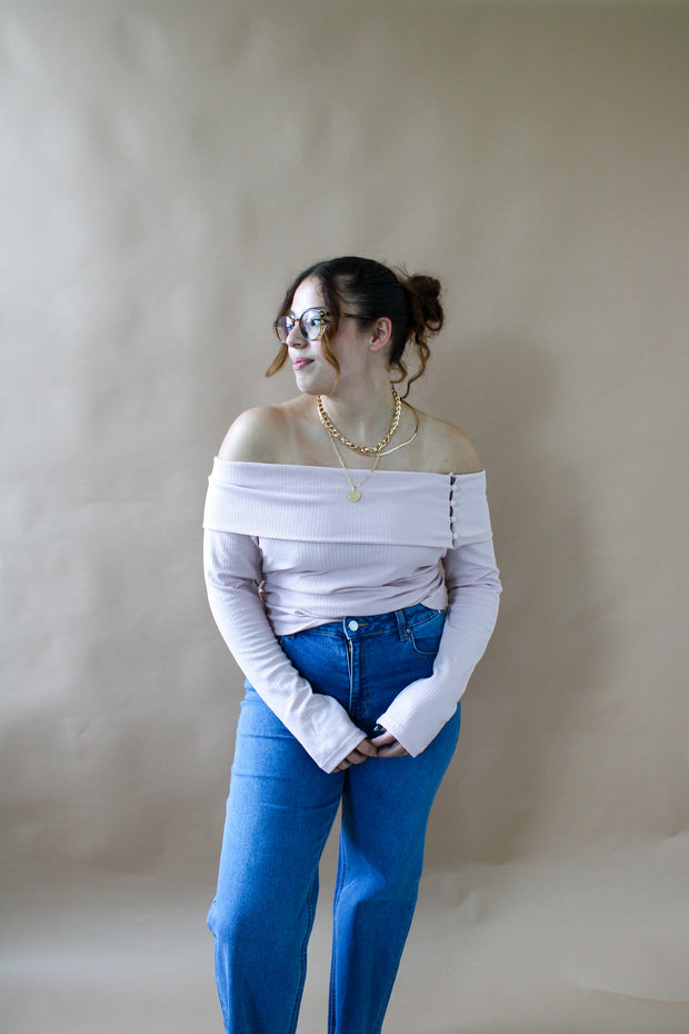 Sunday Off Shoulder Top Mauve