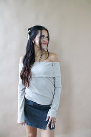 Sunday Off Shoulder Top Taupe